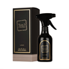 Una fotografia professionale del prodotto del flacone spray per ambienti Lattafa Khamrah da 450 ml, esposta accanto alla sua elegante confezione, che mette in evidenza l'estetica premium e sofisticata di questa fragranza di lusso per la casa.