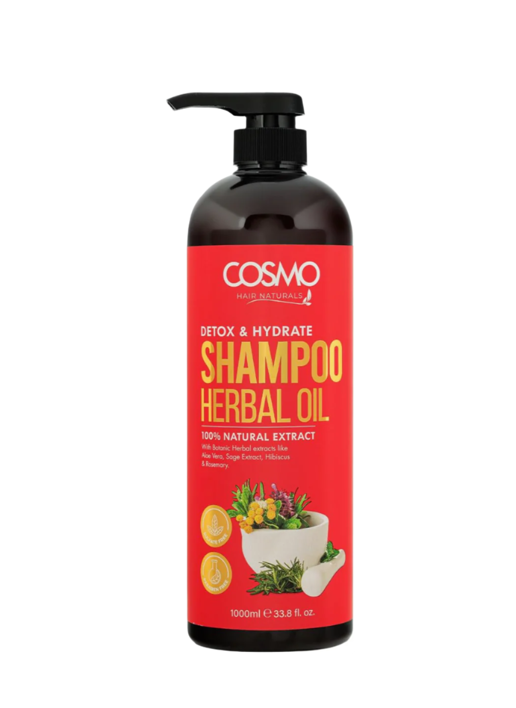 DETOX & HYDRATE HERBAL OIL SHAMPOO 100% NATURAL EXTRACT – 1000ML  (COSMO SERIES)
